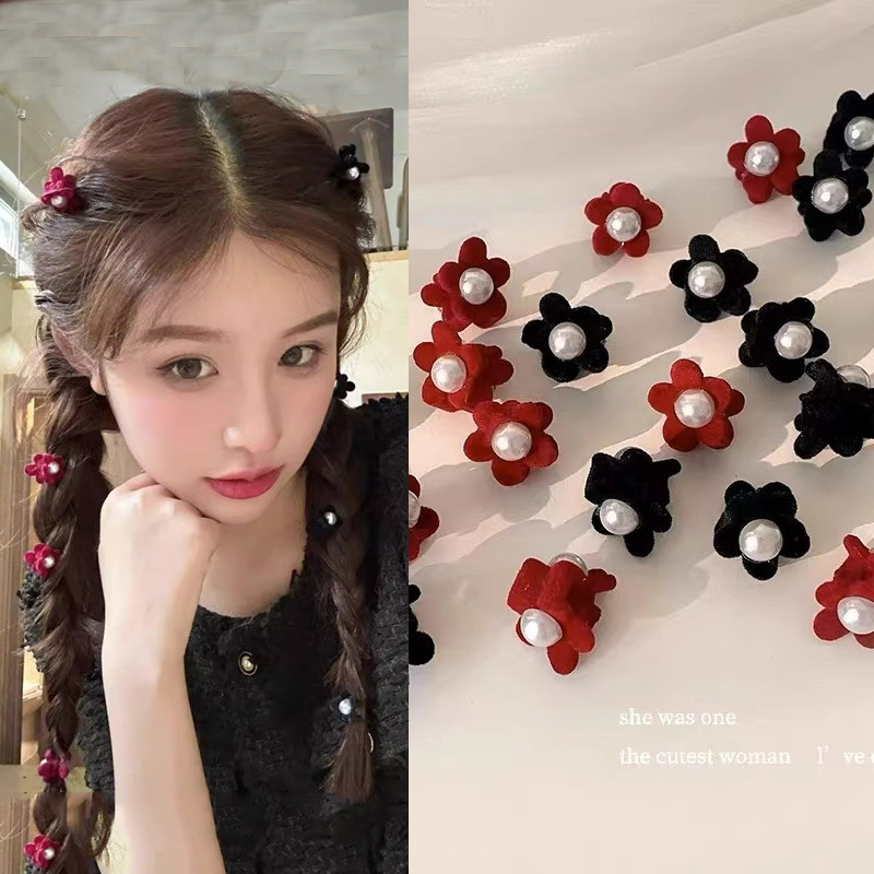 1 ชิ้นสีแดงสีดําดอกไม้ Hairpin Bangs คลิปเจ้าหญิง Headwear เครื่องประดับผม