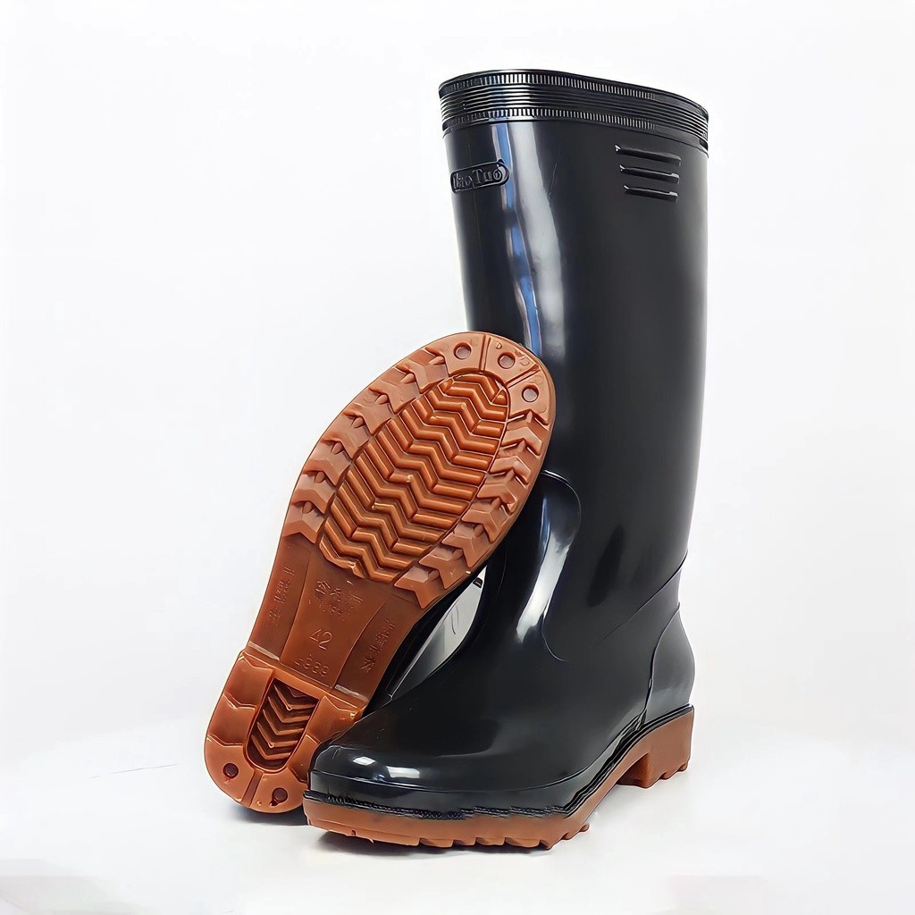 รองเท้าบูท (Size: 39-45) แบบยาวสีดำ คุณภาพดี กันน้ำเนื้อเนียนงานคุณภาพ ตัดหญ้า กรีดยาง กันน้ำ ดำนา