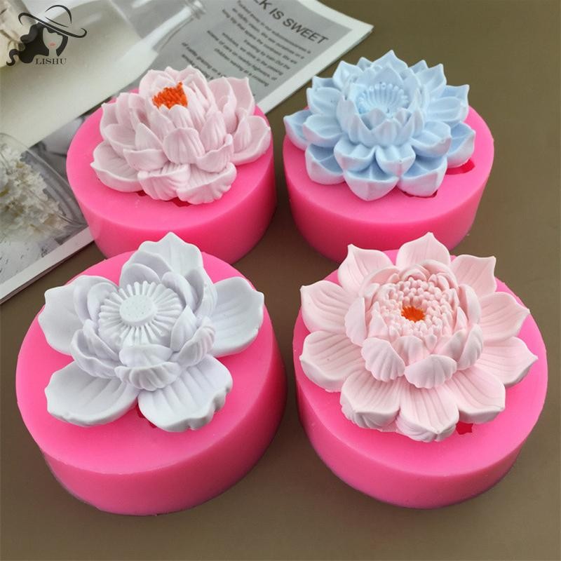 Lishu Succulent Flower Lotus ช็อกโกแลตซิลิโคนแม่พิมพ์ DIY Fondant Mousse เค้กเบเกอรี่แม่พิมพ์เรซิ่นยิปซั่มรถแม่พิมพ์ th