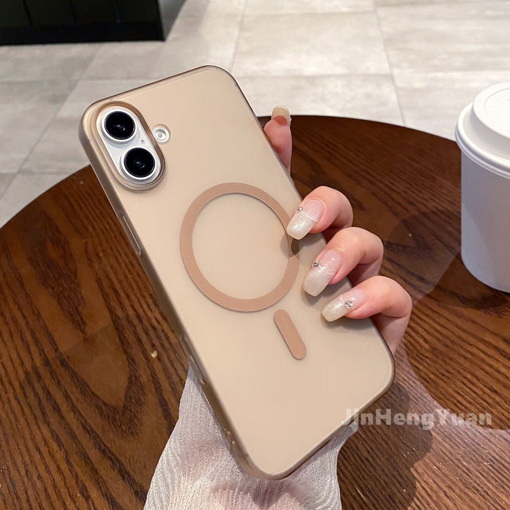Desert Gold Ultra Thin Semiโปร่งใสFrosted Magnetic PCสําหรับIPhone 16 15 14 13 12 11 Pro Max PLUS 11pro Antiลายนิ้วมือปกหลังโทรศัพท์ป้องกันกรณี