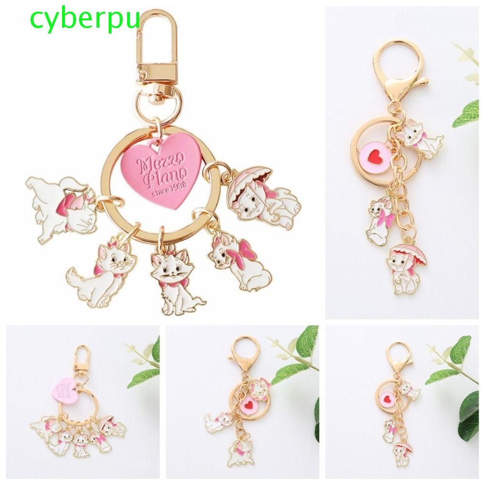 Cyberpullse พวงกุญแจแมวมารี, โลหะ Marie Cat Cat พวงกุญแจโลหะ, กุญแจรถจี้หัวใจน่ารักแมวตลกพวงกุญแจจี้ของขวัญเครื่องประดับ