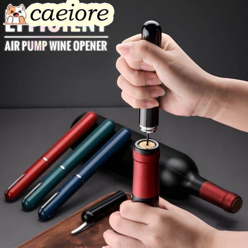 Caeiore ที่เปิดขวดไวน์ความปลอดภัยแบบพกพาปั๊มความดันอากาศสแตนเลสปากกาประเภทแหวนนิ้วเปิดไวน์ Cork Remover