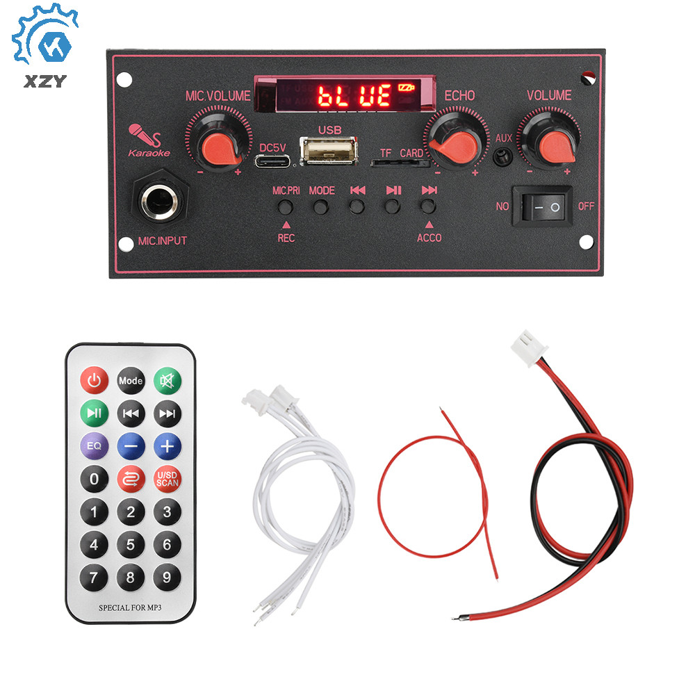 DC3.7-5V MP3 BT บอร์ดถอดรหัสเครื่องขยายเสียงพร้อมไมโครโฟนฟังก์ชั่น 2x10W พร้อมเครื่องขยายเสียง D137B