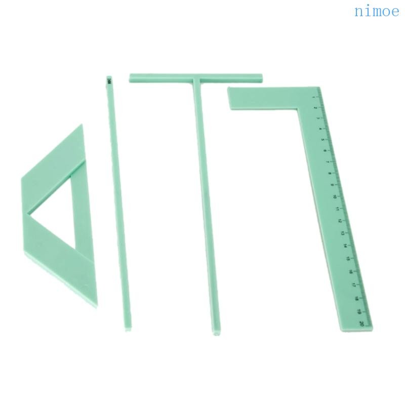 Nio Bookbinding ไม้บรรทัด Scrapbooking ชุดเครื่องมือ Incldues ไม้บรรทัดรูปตัว L ไม้บรรทัดรูปตัว T คู่มือระยะห่างมุมตัดสี่เหลี่ยม