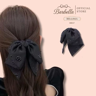 Barbella กิ๊บติดผมโบว์ซาติน กลิตเตอร์ปักลูกปัด สไตล์เจ้าหญิงหรู รุ่น Bellissa (BB047)