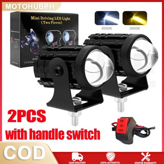（COD）2Pcs Motorcycle Fog Lights LED Yellow/White - Universal 12V-80V Waterproof Auxiliary Headlamps