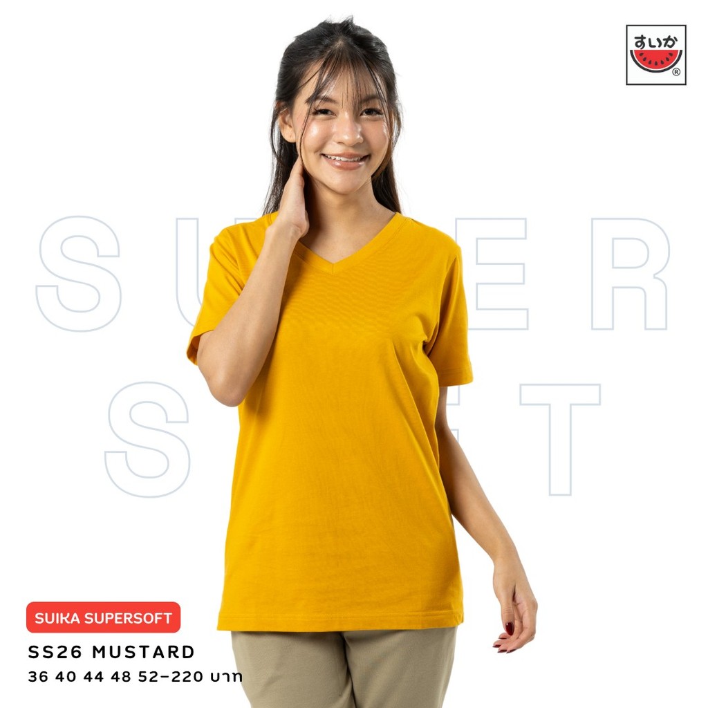 เสื้อแตงโม (SUIKA) - เสื้อยืดคอวีแขนสั้น SUPERSOFT สี SS09 SS12 SS24 SS25 SS26 — صورة 2