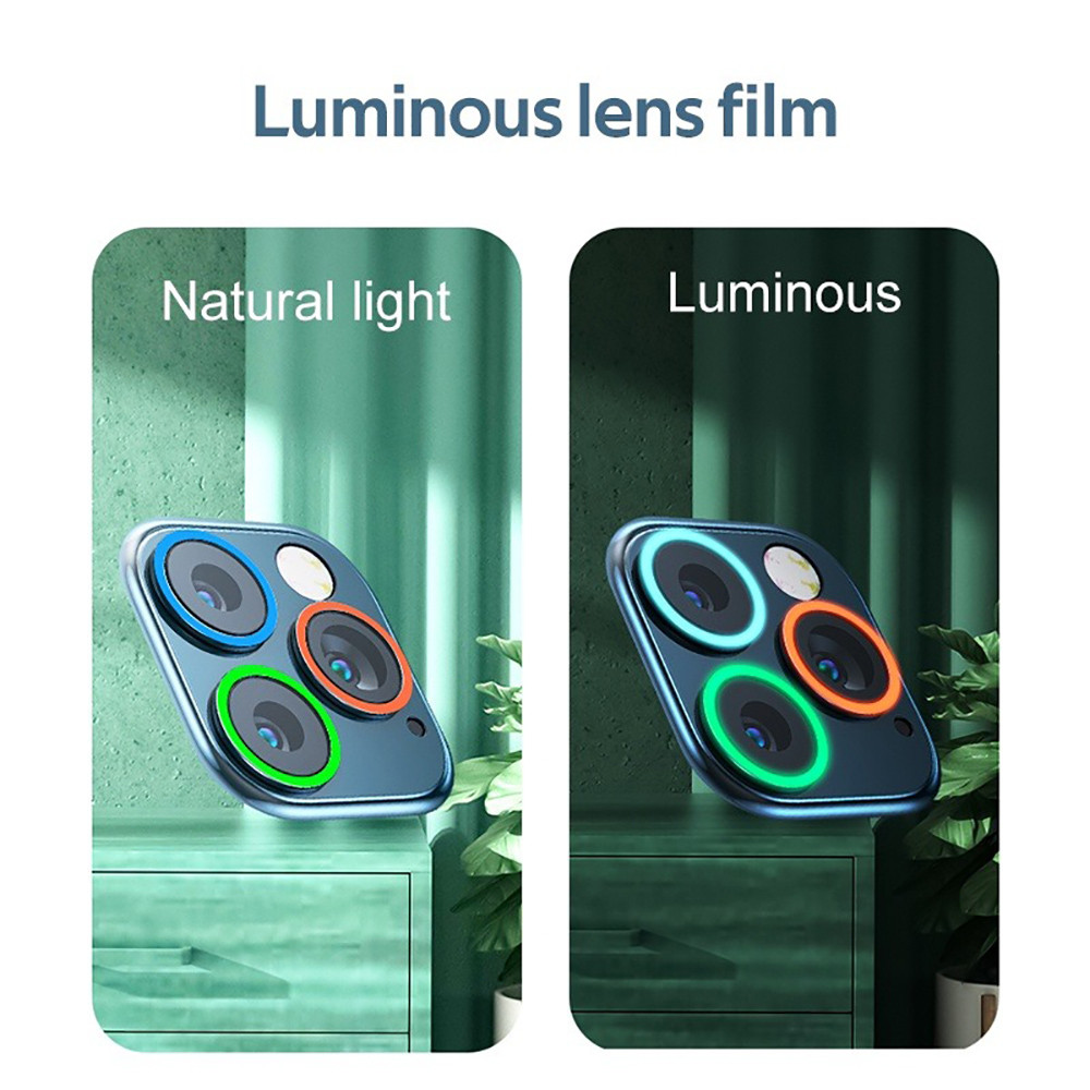 Luminous lens film ฟิล์มกล้องสำหรับ IPhone 17 13 15 11 14 16 Pro Max 14 15Plus 12 13mini ฟิล์มป้องกันเลนส์เรืองแสง - รูปที่ 5