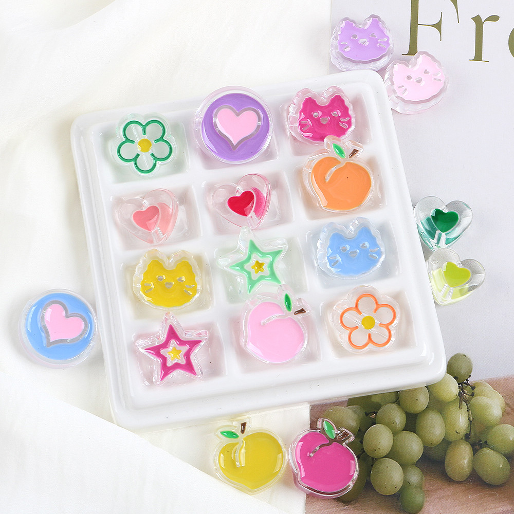 ลูกปัดอะคริลิคคุณภาพสูง Cat Candy Heart สำหรับทำเครื่องประดับ DIY สร้อยข้อมือ สร้อยคอ และพวงกุญแจ
