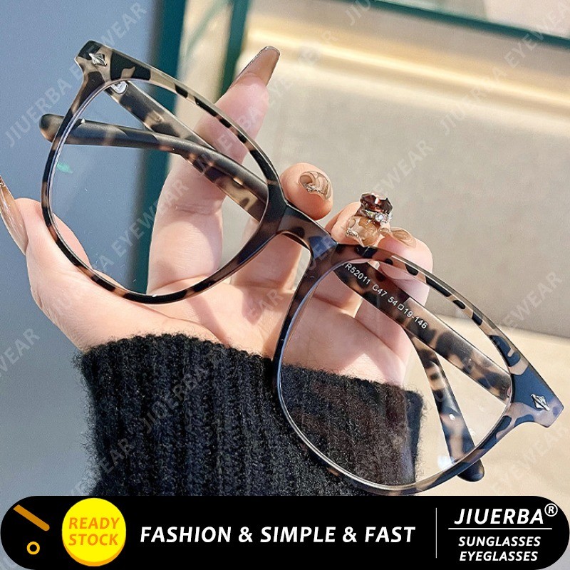 (JIUERBA) Retro Square Matte Leopard Print Glasses แฟชั่นและศิลปะ Anti Blue Light Optical Glasses