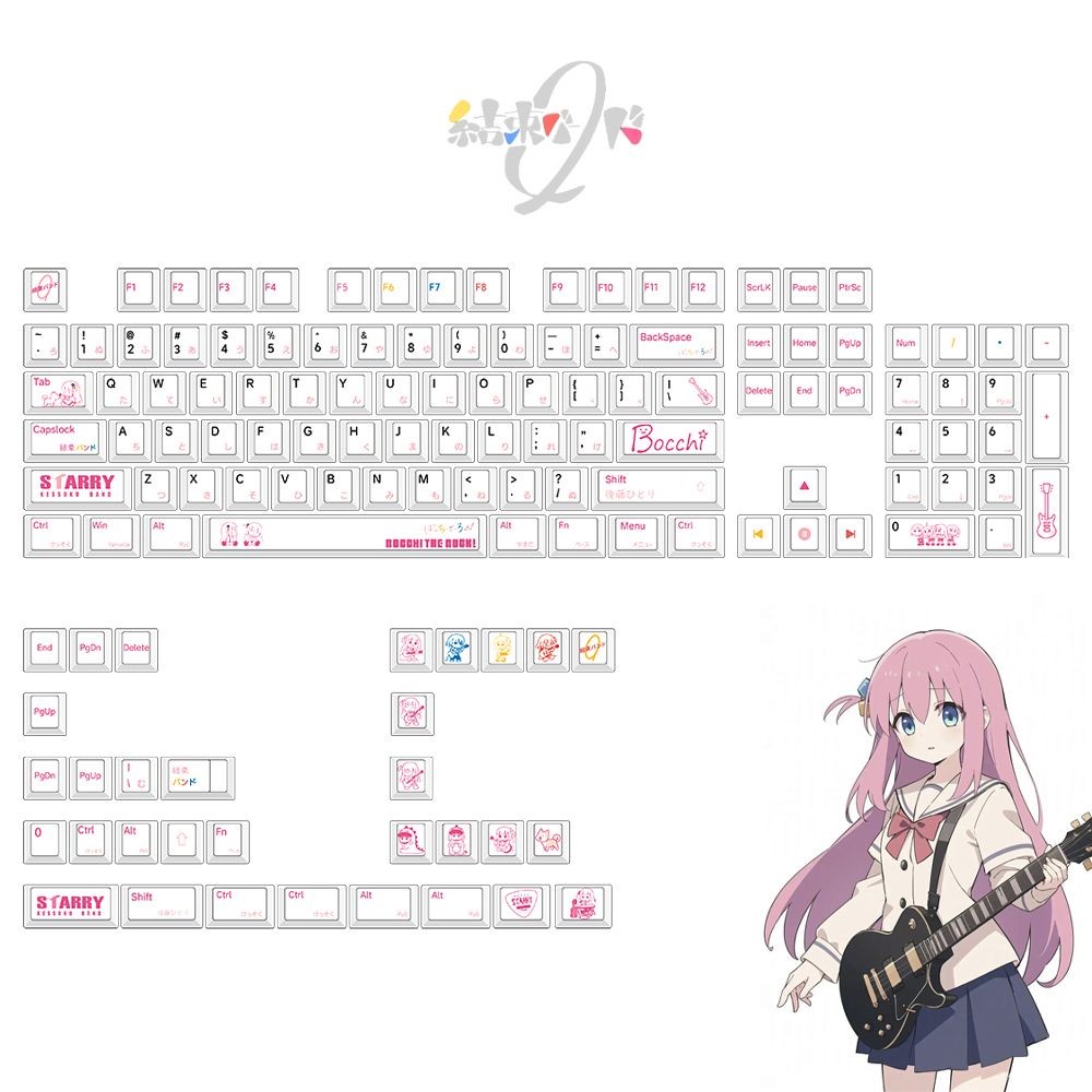 Gotoh Hitori Keycaps 136 คีย์โปรไฟล์เชอร์รี่ PBT Dye Sublimation Wooting60 MAD60 สีชมพู Aula F75 Sim