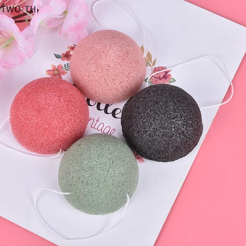 TWO-TH Konjac Sponge Natural Konjac Puff Face Wash ฟองน้ําทําความสะอาดแต่งหน้า Konjac Sponge ใหม่