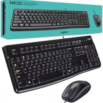 MK120 | LOGITECH MK120 Original 100% USB Keyboard + Mouse (สีดํา/เทา)