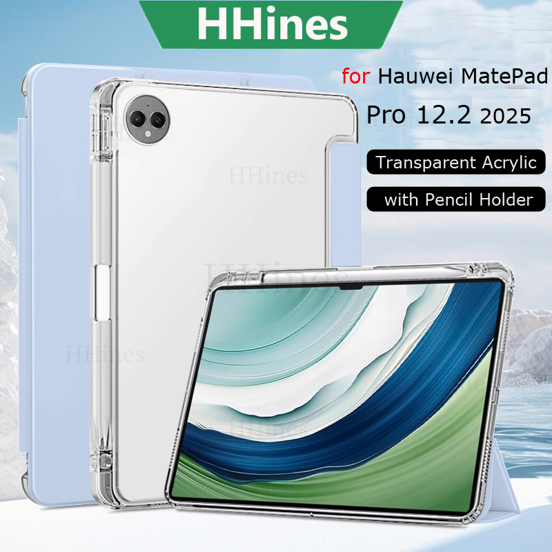 สําหรับHUAWEI MatePad Pro 12.2 นิ้วMRO-W00 MRO-W10 MatepadPro 13.2" 2025 Air 12 "/12X Pro12.2 PaperMatte 11.5 S SE 11 ป้องกันกรณีโปร่งใสนุ่มTPU Tri-fold Standฝาครอบแท็บเล็ต