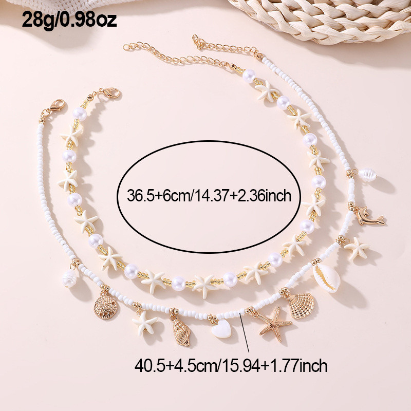 ✨ซู่หยิน | ปลาดาว & เปลือกชั้นสร้อยคอปรับเครื่องประดับชายหาดกับมุกเมล็ดลูกปัดเขตร้อนของขวัญลึกลับสําหรับผู้หญิงเทศกาลอุปกรณ์วันหยุด - รูปที่ 6