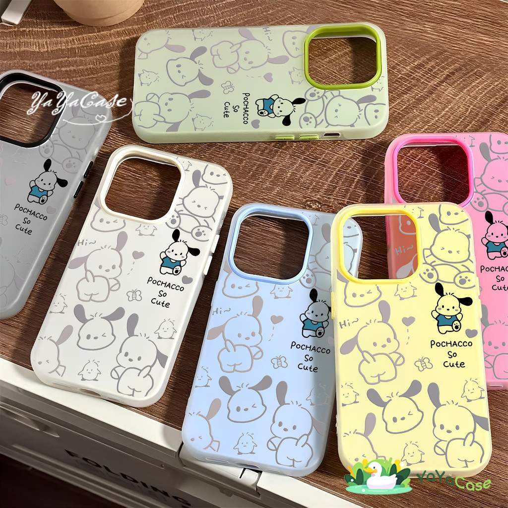 🦢เคส iPhone 11 13 CASE FOR ไอโฟน 16 15 14 12 Pro Max 6 7 8 Plus XR XS 14 15 16 PLUS เคสโทรศัพท์ 2 IN 1 ลายหมาน้อยปาชาโก้