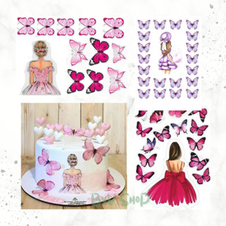 ป้ายปักเค้กผีเสื้อ ชุดผีเสื้อตกแต่งเค้ก ก้านลวด