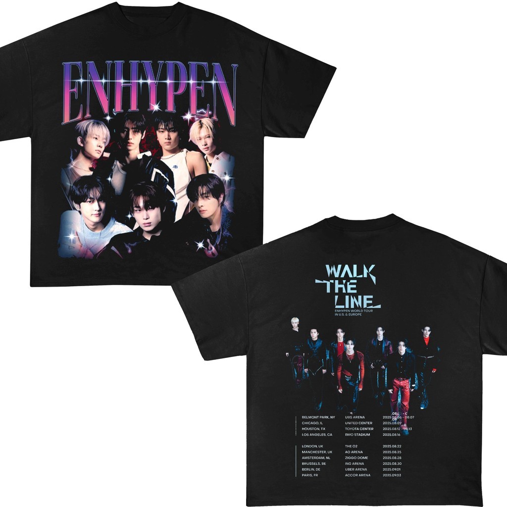 เสื้อยืดทัวร์ Walk The Line IN U.S & EUROPE, ENHYPEN World Tour, เสื้อยืด Enhypen เสื้อยืด Enhypen 2