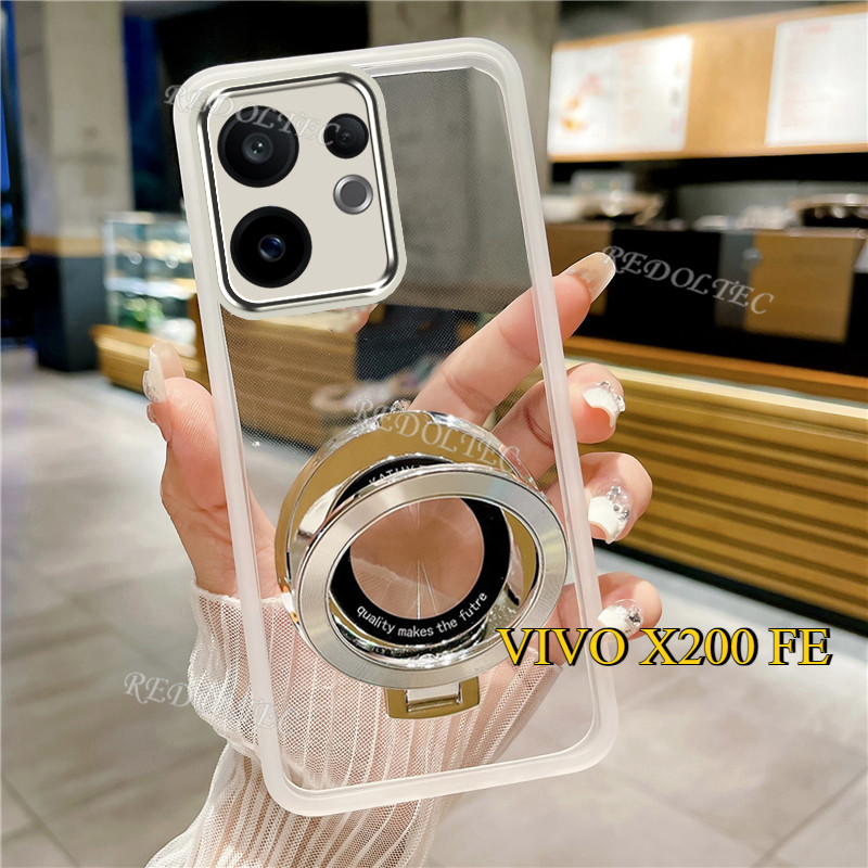 เคส VIVO X200 FE ดีไซน์ใหม่ที่วางขาตั้งแม่เหล็กปลอกใส VIVO X200FE เคสโทรศัพท์แบบนุ่มใสบางพิเศษพร้อมก
