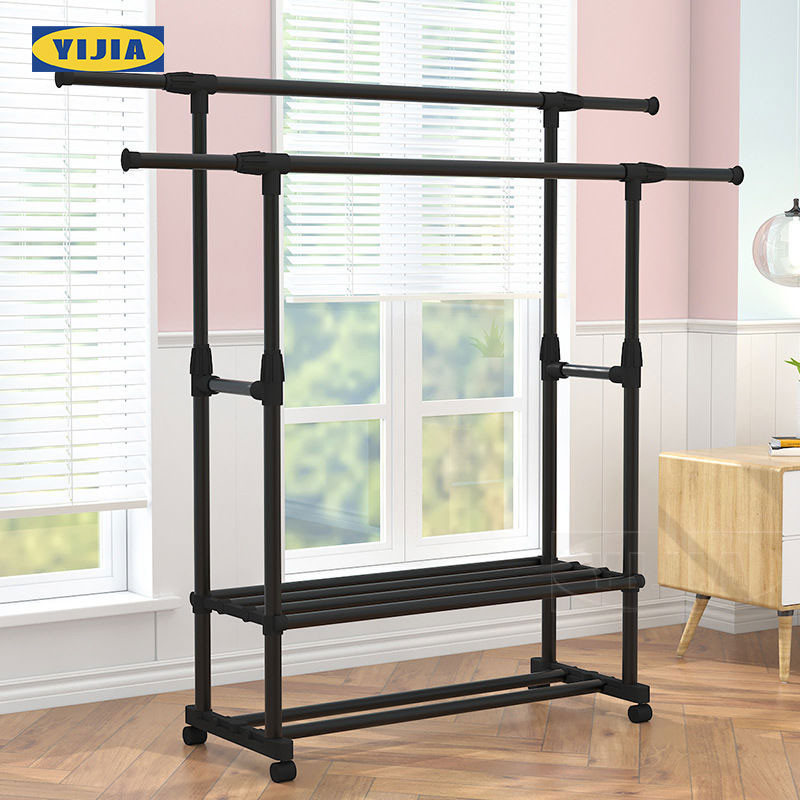 YIJIA[ราวแขวนเสื้อผ้าบาร์คู่] รุ่นหนาพิเศษ ราวตากผ้า Coat Rack ราวแขวนเสื้อผ้า ราวตากผ้าอเนกประสงค์ 