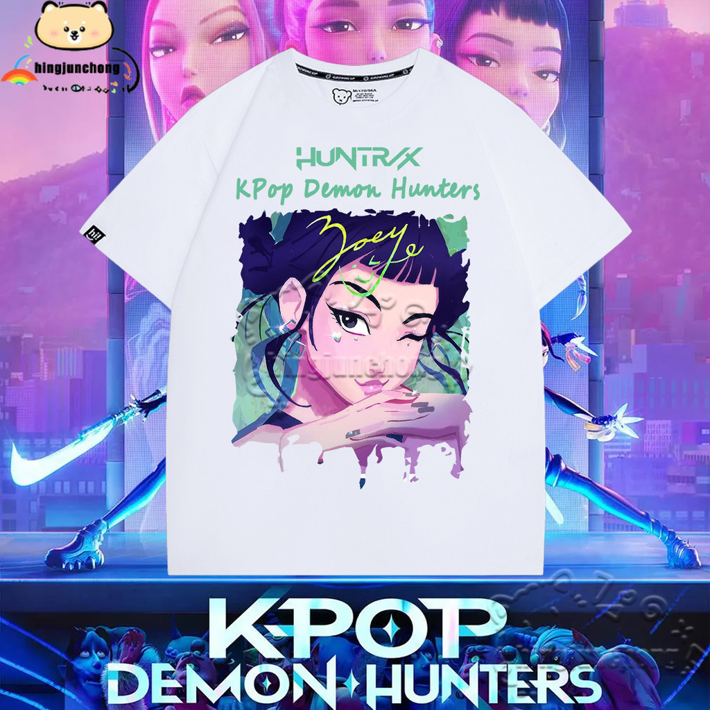 KPop Demon Hunters Tshirt HUNTR/X Zoey 5 สีแฟชั่นพิมพ์เสื้อยืด Unisex KDH09
