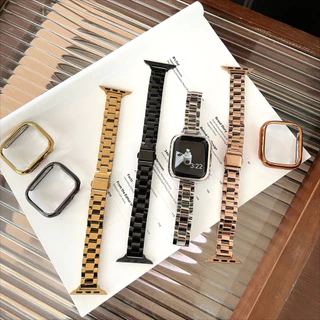 เคส + สายสแตนเลส สำหรับ Apple Watch Ultra 2 49mm/46mm/45mm/44mm/42mm/41mm/40mm/38mm สายโลหะ iWatch Series 11 10 9 8 7 6 SE 5 4 3