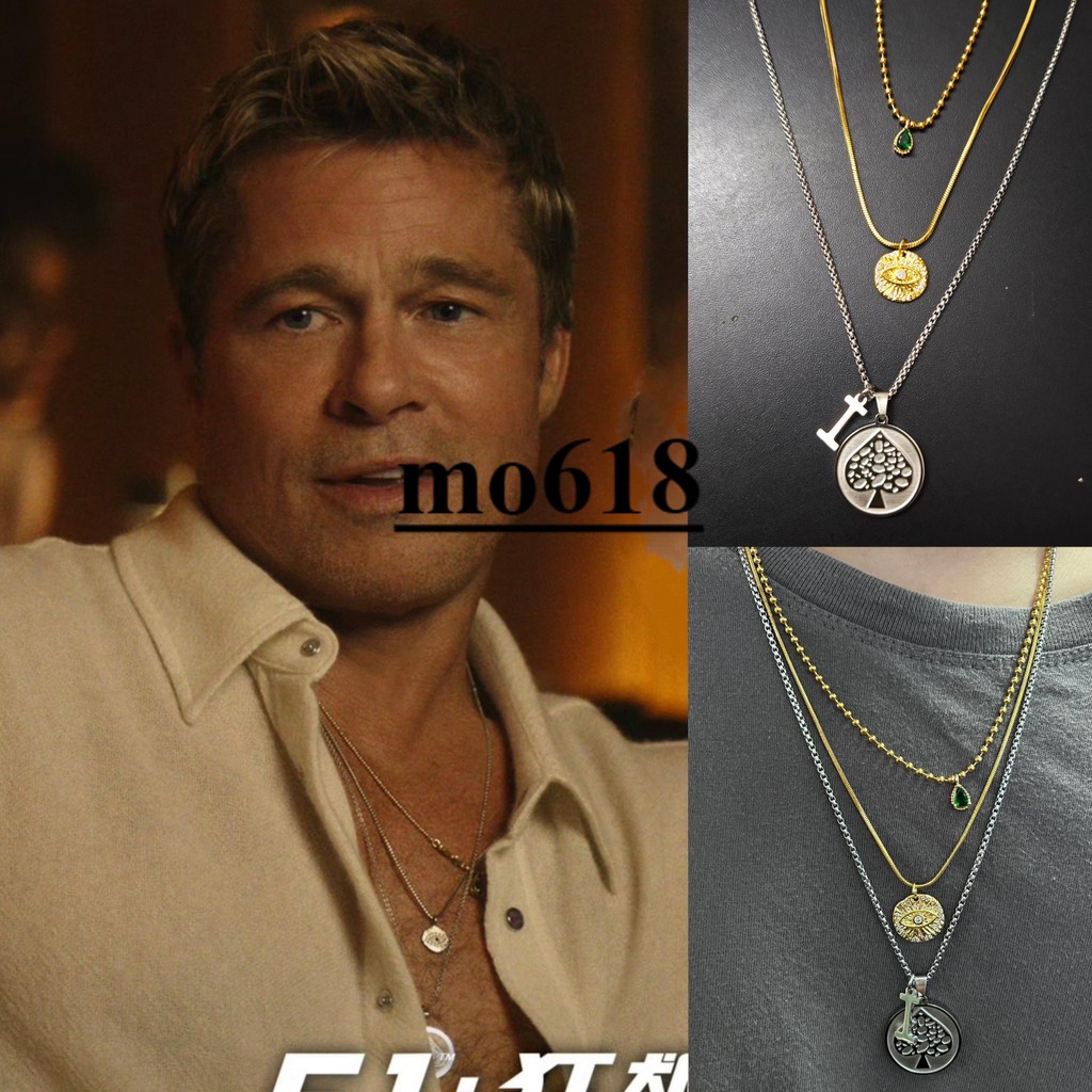 ** moo618 * F1 Hurricane Plane Brad Pitt Brad Pitt Same Style Stacking Necklace Gold Silver Spade Brand Collar