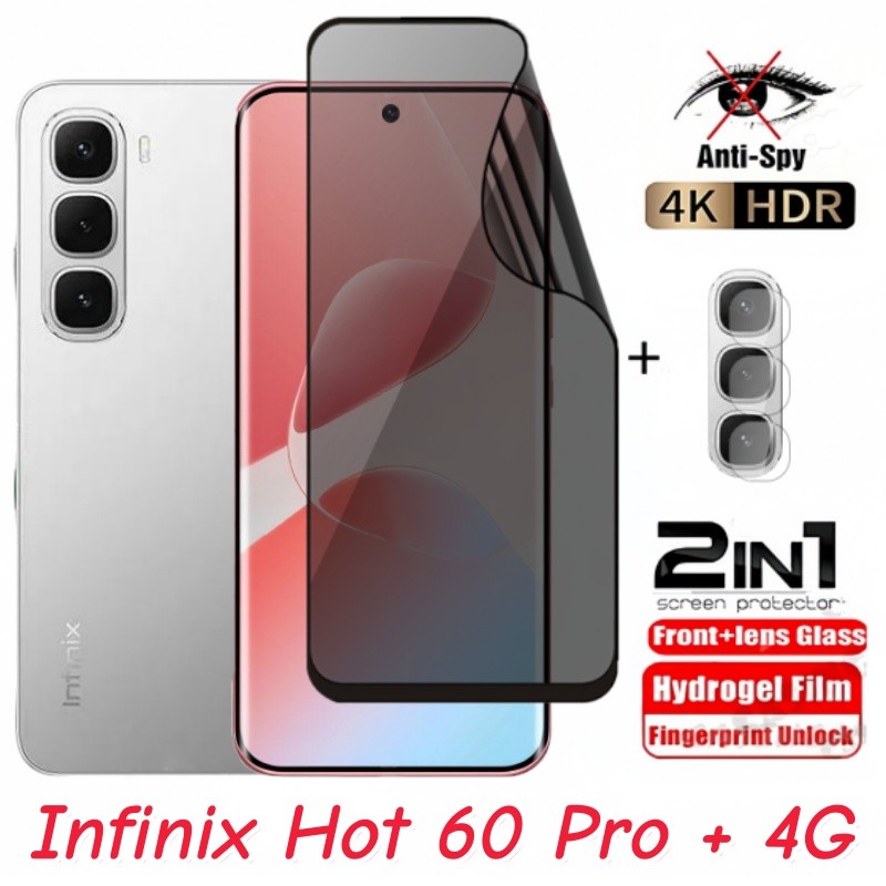 สําหรับ Infinix Hot 60 Pro + 4G Soft Privacy Hydrogel Film Anti-Spy Full Cover Screen Protector Anti Peek Privacy Film สําหรับ Infinix Hot 60 Pro Plus 60i 5G Ne กล้องด้านหลังป้องกันฟิล์ม