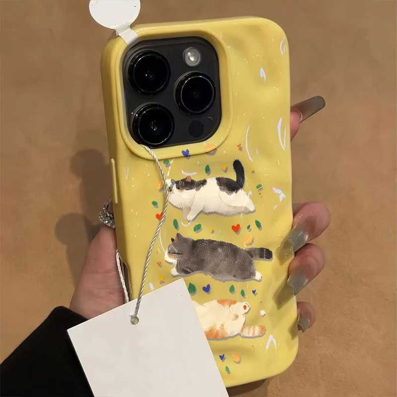 แมวสามตัวพับหยักสําหรับ iPhone Case 16promax 16pro 16plus 15plus 15 15promax 14promax 13pro 13promax 12promax 12 12pro 11promax - รูปที่ 2