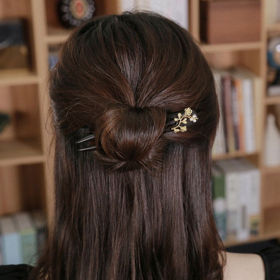 < Juzuki > กิ๊บติดผมรูปตัว u เนื้อไม้มะเกลือโบราณกิ๊บหญิงกิ๊บจีนทุกวัน Hanfu Hairpin