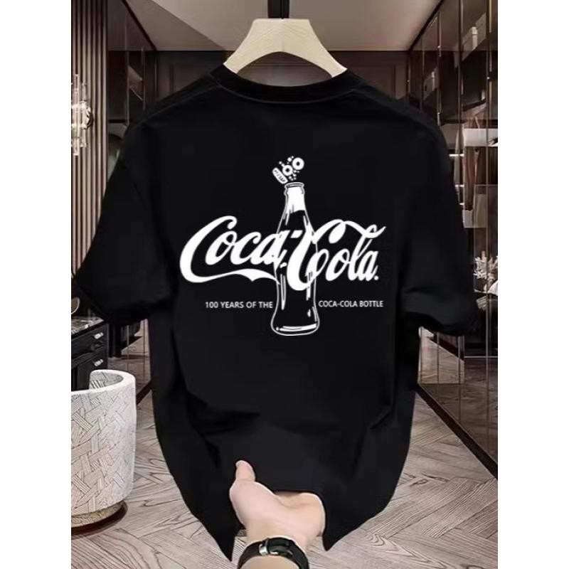 เสื้อยืดพิมพ์ลายโลโก้ Coca-Cola ทำจากผ้าฝ้ายแท้ระบายอากาศ