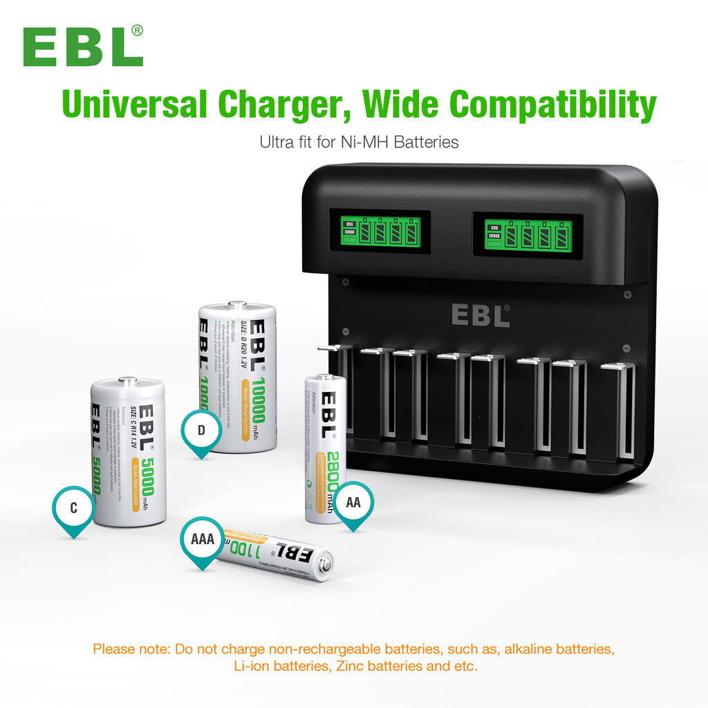 LCD Universal Battery Charger 8 ช่อง AA AAA CD Battery Charger สําหรับแบตเตอรี่ชาร์จ NiMH AA AAA CD 