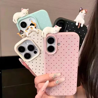 เคสโทรศัพท์ For iPhone 11 13 16 pro max Case iPhone 13 17 15 pro max 12 14 13 pro max 16 13 Pro อุปกรณ์น้องแมว การ์ตูน