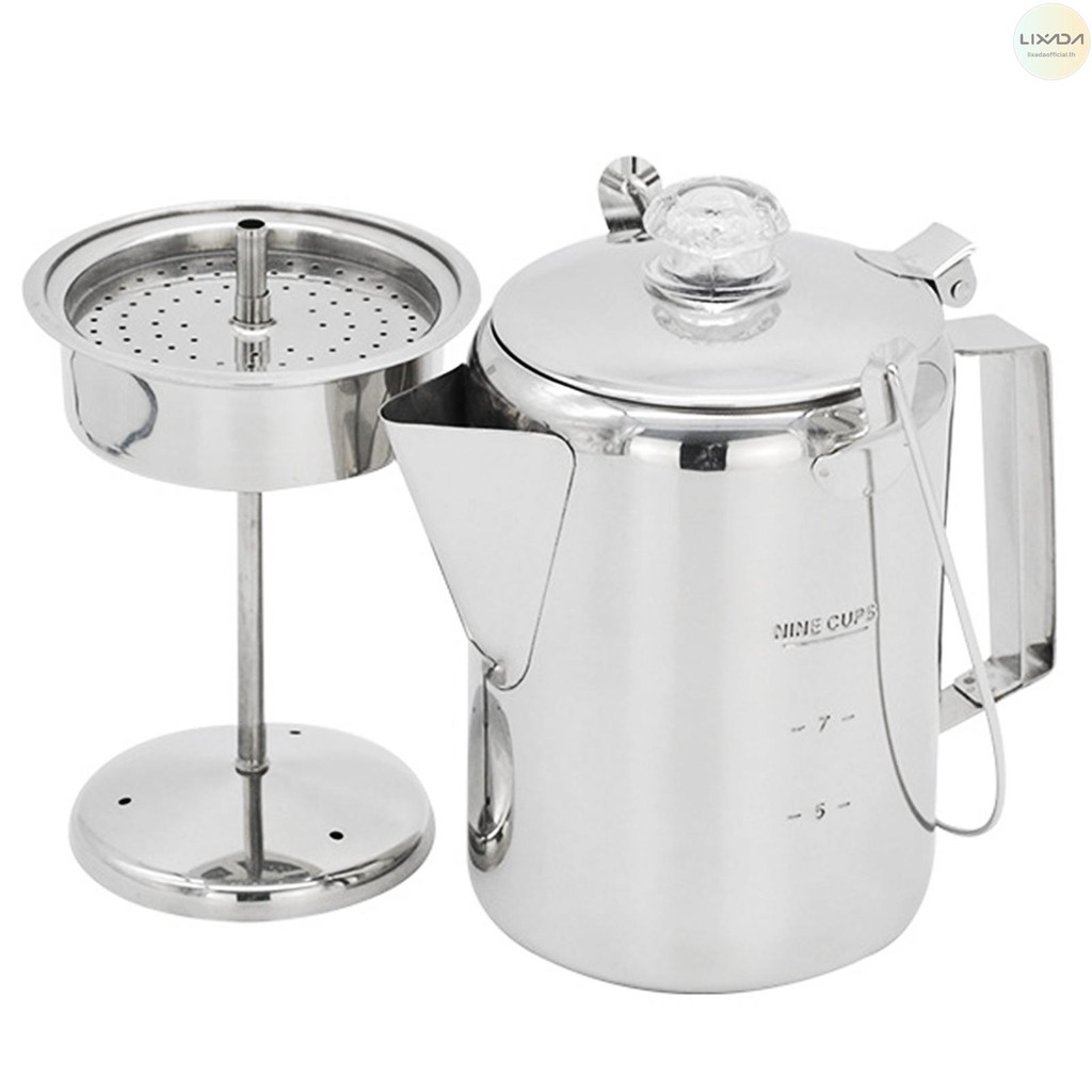 Lixada หม้อ_percolator_สแตนเลส 1.2L สำหรับการปิกนิกและใช้ในครัวที่บ้าน