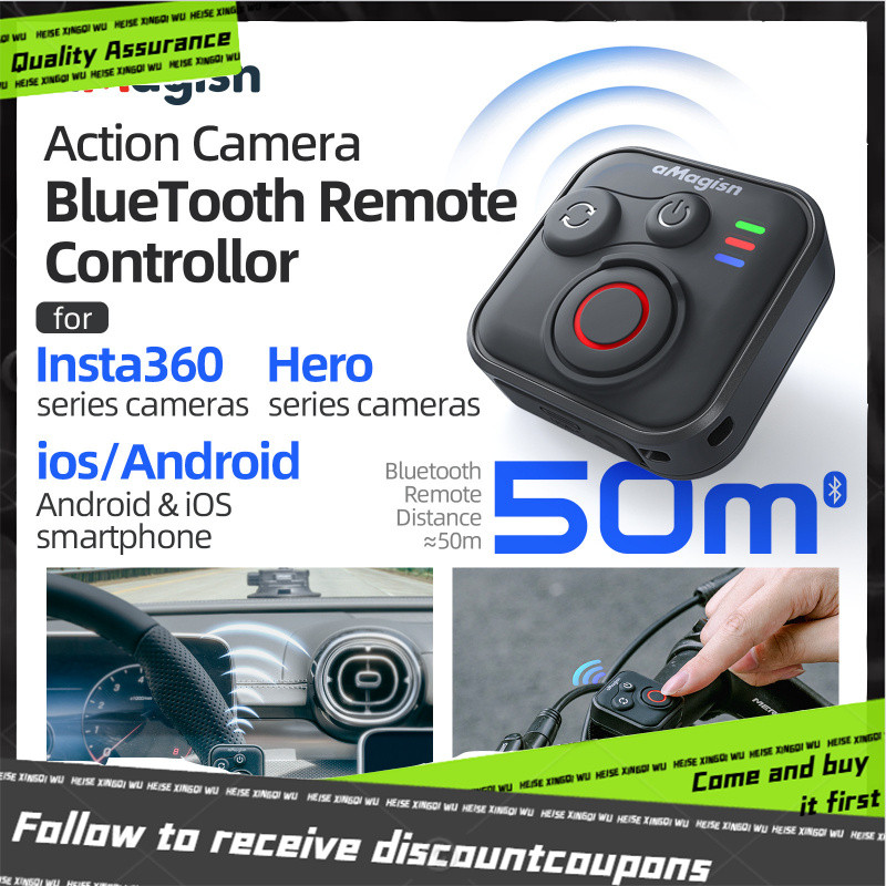 aMagisn Bluetooth Remote Control For lnsta360/GoPro/Phone Smart Remote Control Accessories