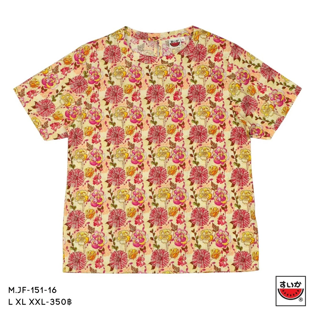 เสื้อแตงโม SUIKA คอจีนแขนสั้น ติดกระดุมหลัง ลายดอกไม้ M.JF-151 thumbnail 4