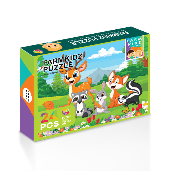 (wonder game) : FK3-จิ๊กซอว์กล่อง 24PCS-E : Farmkidz Puzzle Box 24PCS (FK3-PZB-MIX20-E) BOX : W15.4x
