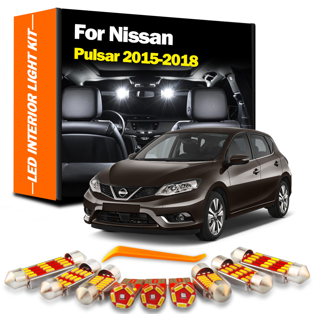 5 ชิ้น LED ภายในสําหรับ Nissan Pulsar 2015-2018 Canbus รถหลอดไฟในร่มโดมแผนที่ไฟอ่านหนังสือไม่มีข้อผิดพลาดชุดโคมไฟอัตโนมัติ