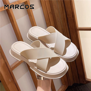 MARCOS รองเท้าแตะผู้หญิง รองเท้าแตะสายไขว้พื้นหนาสุดฮิป สวมใส่ทั้งนุ่มและยืดสัดส่วน #04