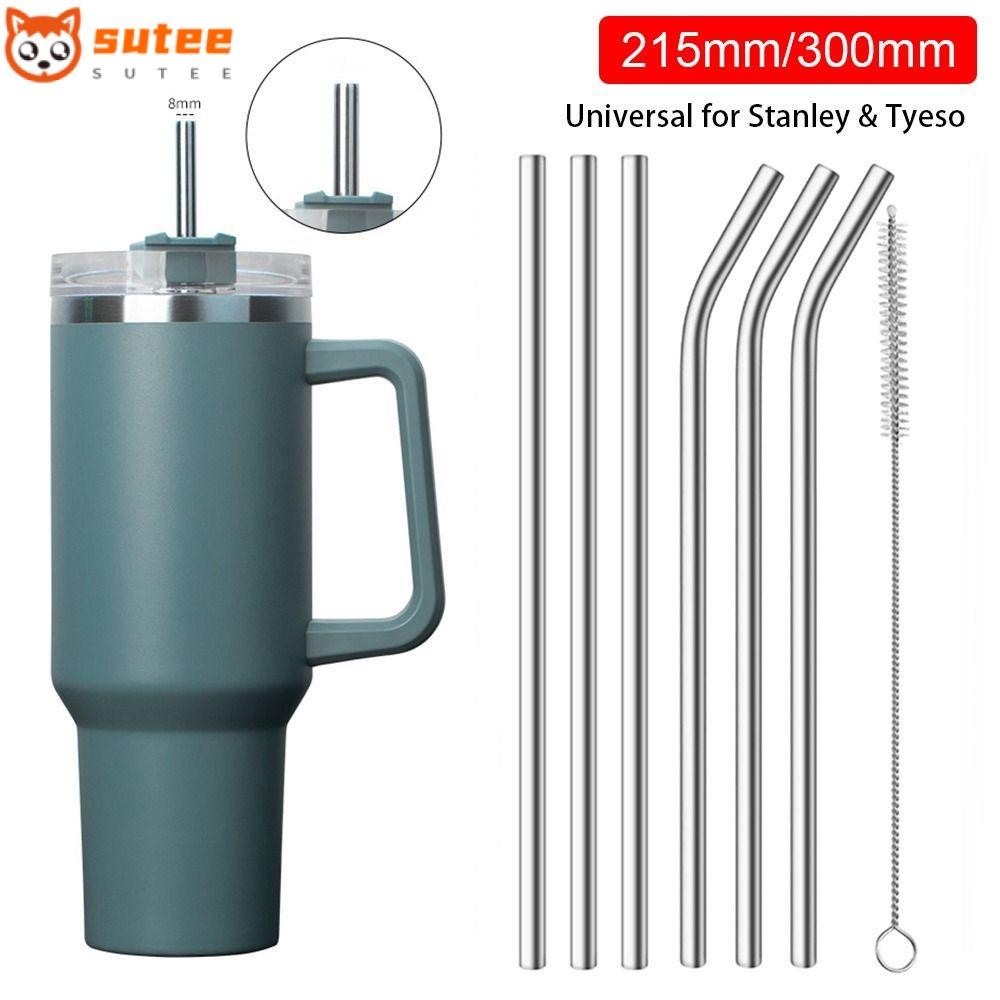 SUTEE 1 ชิ้นหลอดสแตนเลส,เงิน 6 มิลลิเมตร 8 มิลลิเมตรถ้วยฟาง,นํามาใช้ใหม่ดื่มตรง Bent เปลี่ยนหลอดสําหรับ 30 ออนซ์ 40 ออนซ์ Tyeso ถ้วย