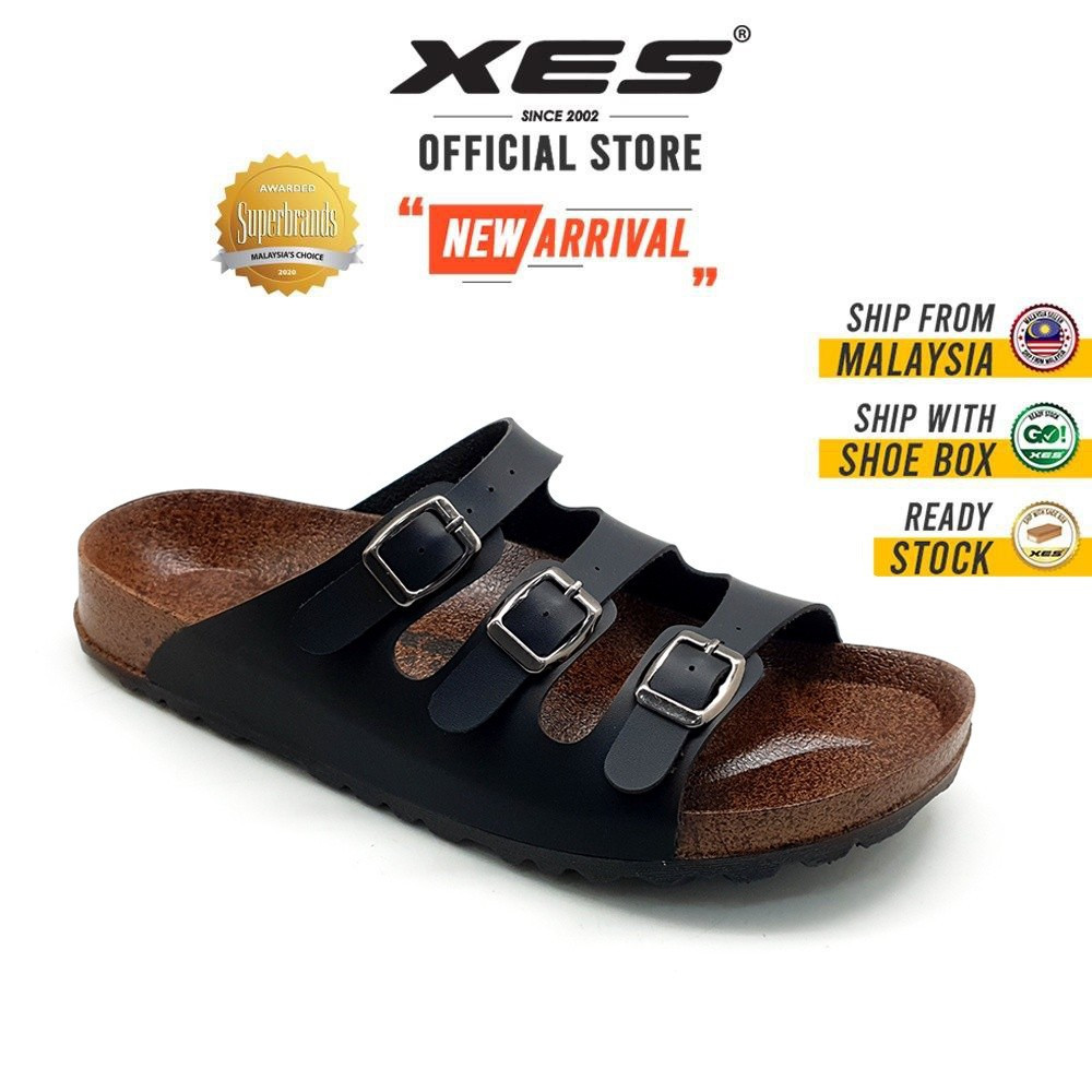 XES Men BSMM21042 Slip-on Comfort Sandals สีดํา/น้ําตาล KUQQ