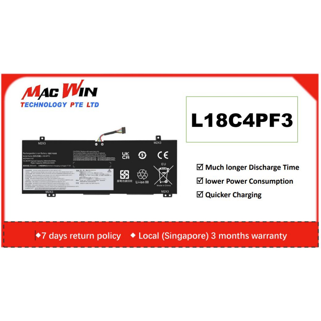 L18C4PF3 แบตเตอรี่แล็ปท็อปเข้ากันได้กับ Lenovo ideapad C34014API C34014IML C34014IWL S54014API S5401