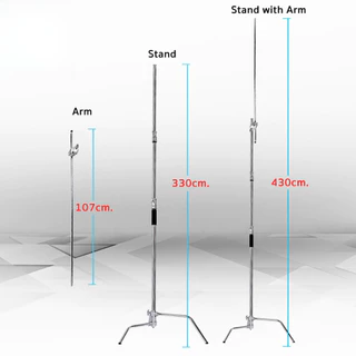 Light Stand Boom Magic C ยืดสูงสุด 330 ซม.(รวมArmสูงสุด430ซม.) ขาบูม Stainless โช๊คสปริง (Boom C )