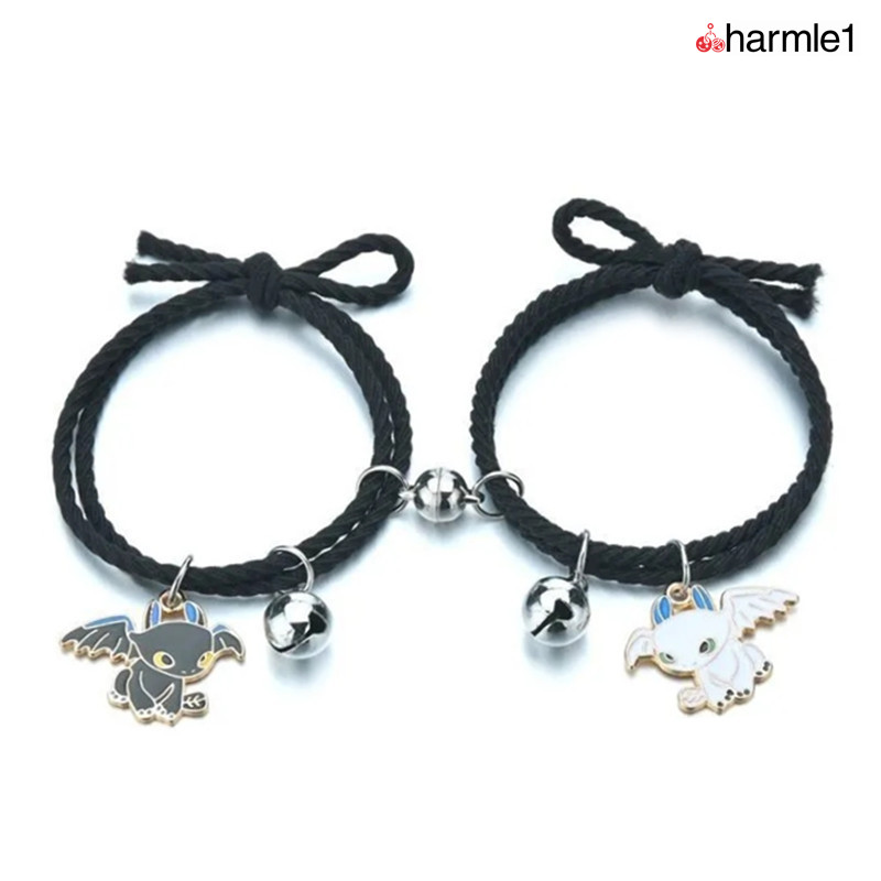 ️สร้อยข้อมือคู่ ompong สีดําและสีขาว, คู่ของการดึงแม่เหล็ก, เชือกหัวมิตรภาพที่น่าสนใจ, สร้อยข้อมือยา