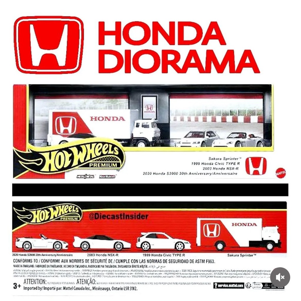 HOT WHEELS/HOT WHEELS วัฒนธรรมรถยนต์ JDM Honda Garage ชุดการขนส่งเพลง NSX