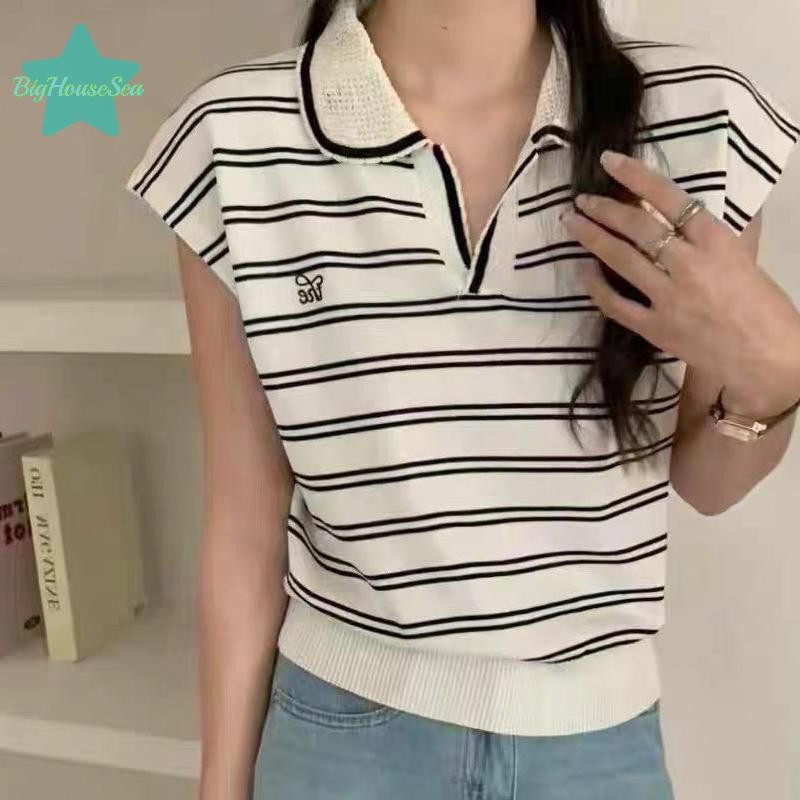 เสื้อยืดผู้หญิง แขนสั้น คอวี พิมพ์ลายด้านบน สไตล์คูลๆ สำหรับฤดูร้อน