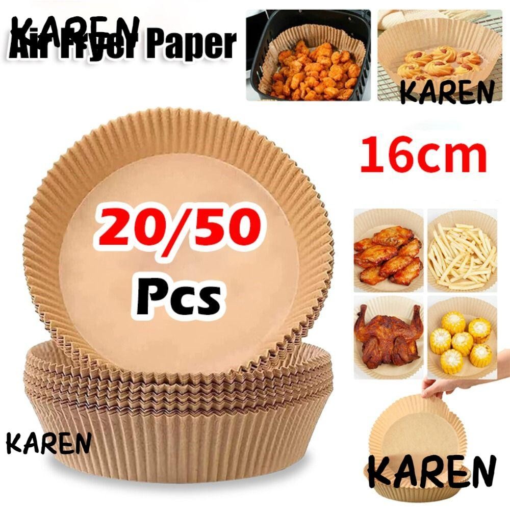 KARENGOODS 20/50 ชิ้นกระดาษอบ, Non-Stick กันน้ํา Air Fryer กระดาษ, Disposable Oil Proof Baking Liner สําหรับ Steamer มัฟฟิน Cupcake