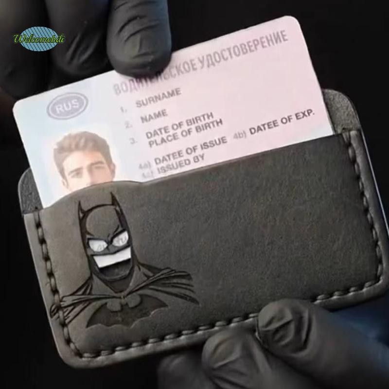 [Welcomebili-t] Slim Leather Bat Wallet Credit ID Card Holder Purse Money Case Cover With Super Hero