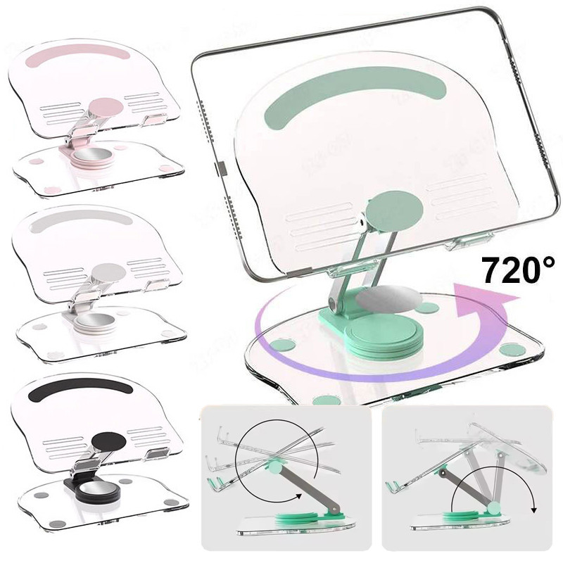360° ขาตั้งสนับสนุนแท็บเล็ตเดสก์ท็อปหมุนได้ - ขายึดโทรศัพท์มือถือแบบพับได้