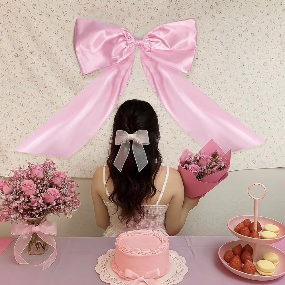PREVALENT Giant Bowknot, ริบบิ้นผ้าซาตินขนาดใหญ่ Big Coquette Bow, แขวนโบว์ตกแต่งวันเกิด Party - รูปที่ 4